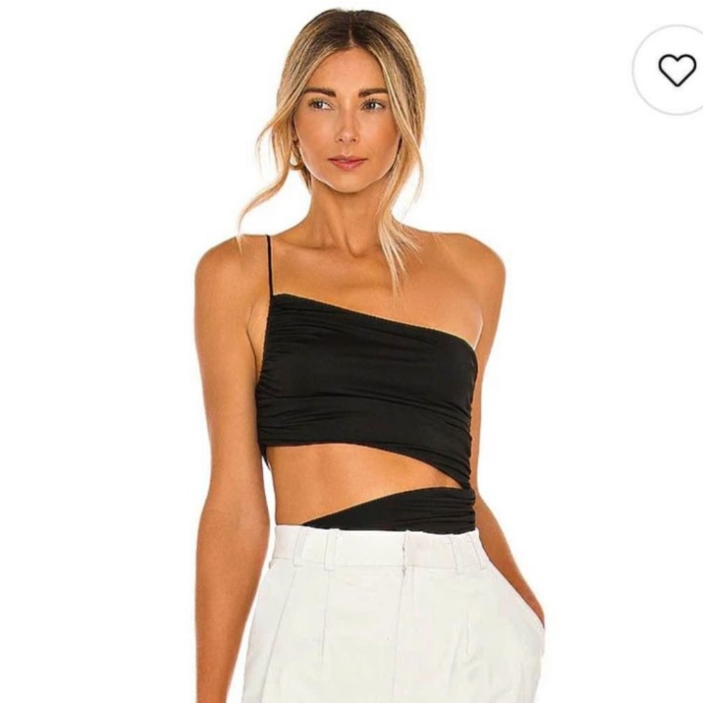 superdown Black One-Shoulder Cutout Bodysuit